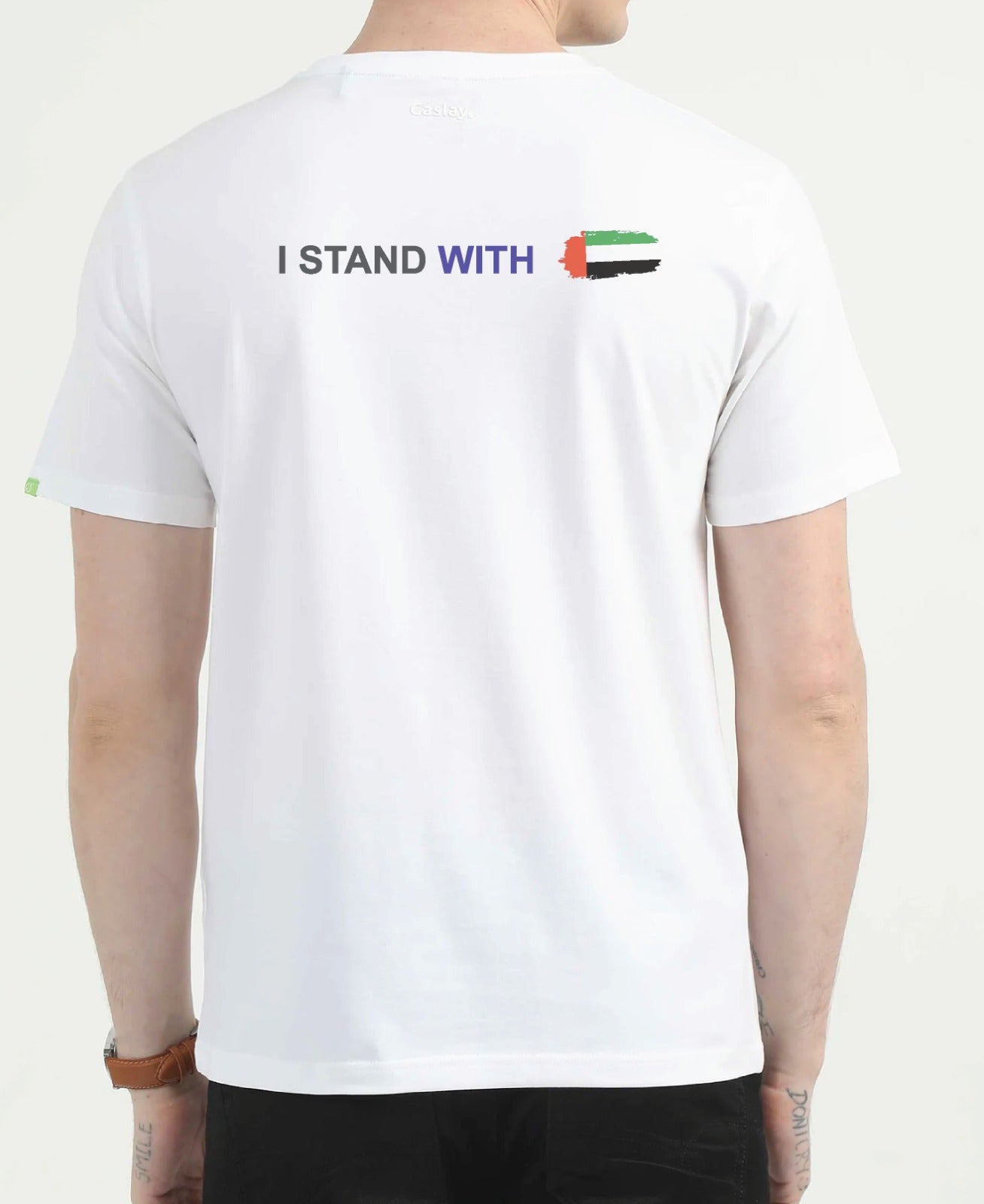 Short Sleeve T-Shirt - I Stand for UAE/Cotton White T-shirt for UAE